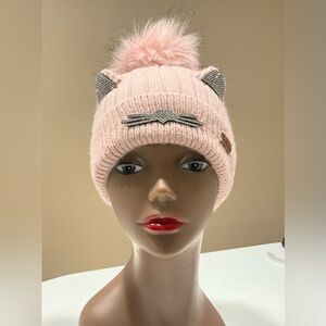 🌹🌹🌹La Charme Adorable Girl’s Winter Hat Dust Rose Knit Lined Adorned
